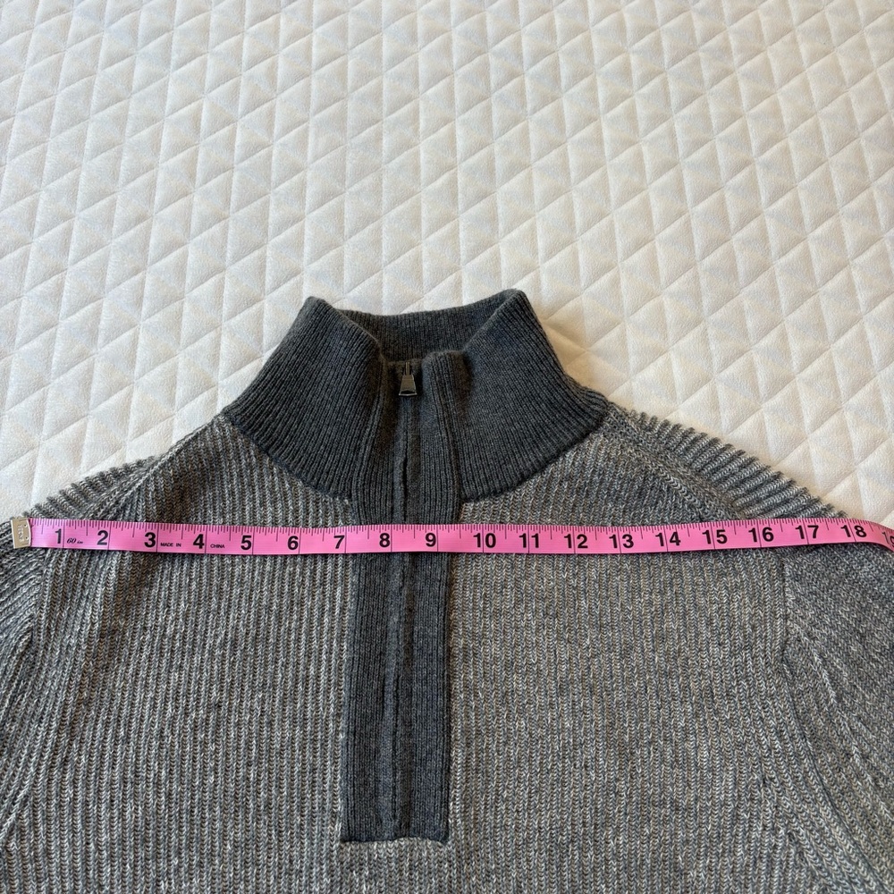 Banana Republic Italian Yarn Merino Wool Gray 1/4 Zip Men’s Sweatersize L Cozy - Picture 12 of 15